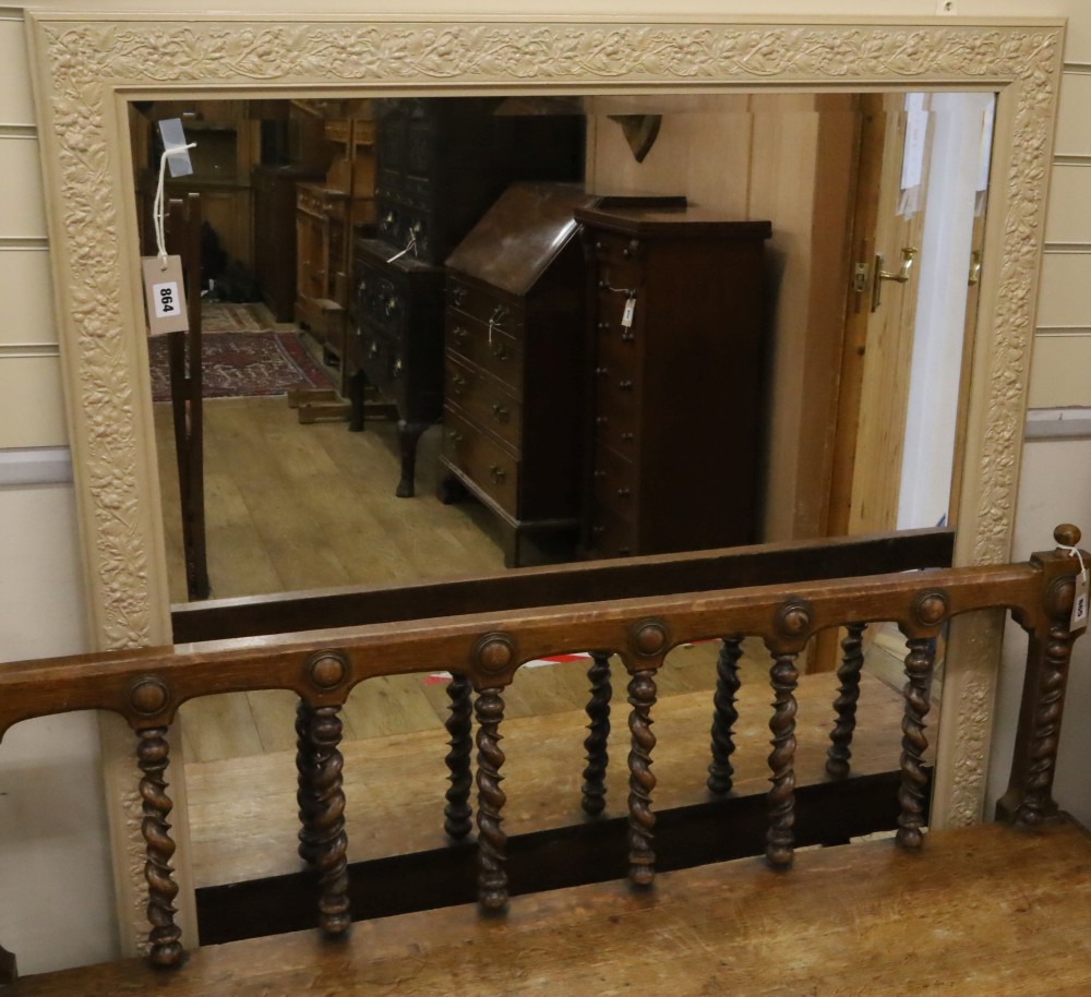 A rectangular painted wall mirror, W.95cm